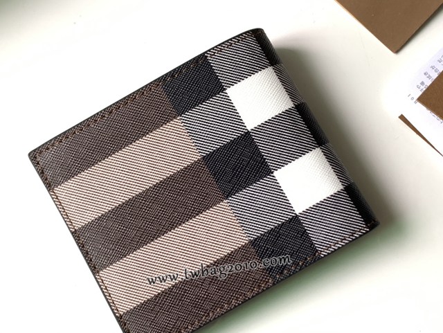 Burberry專門店新款男士錢包 巴寶莉Vintage格紋環保帆布兩折短夾 yxb1318